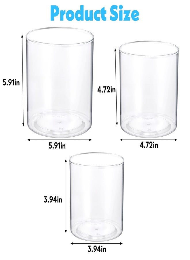 mekueeex Clear Vase Set of 3, Polycarbonate, Round, Transparent, Wide Mouth, Ideal for Wedding Decor, Flowers, Bedroom, Living Room, Bathroom, Break Resistant - Image 3